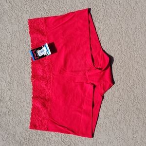 Maidenform Red Cotton Dream Lace Boyshort Underwear  NWT